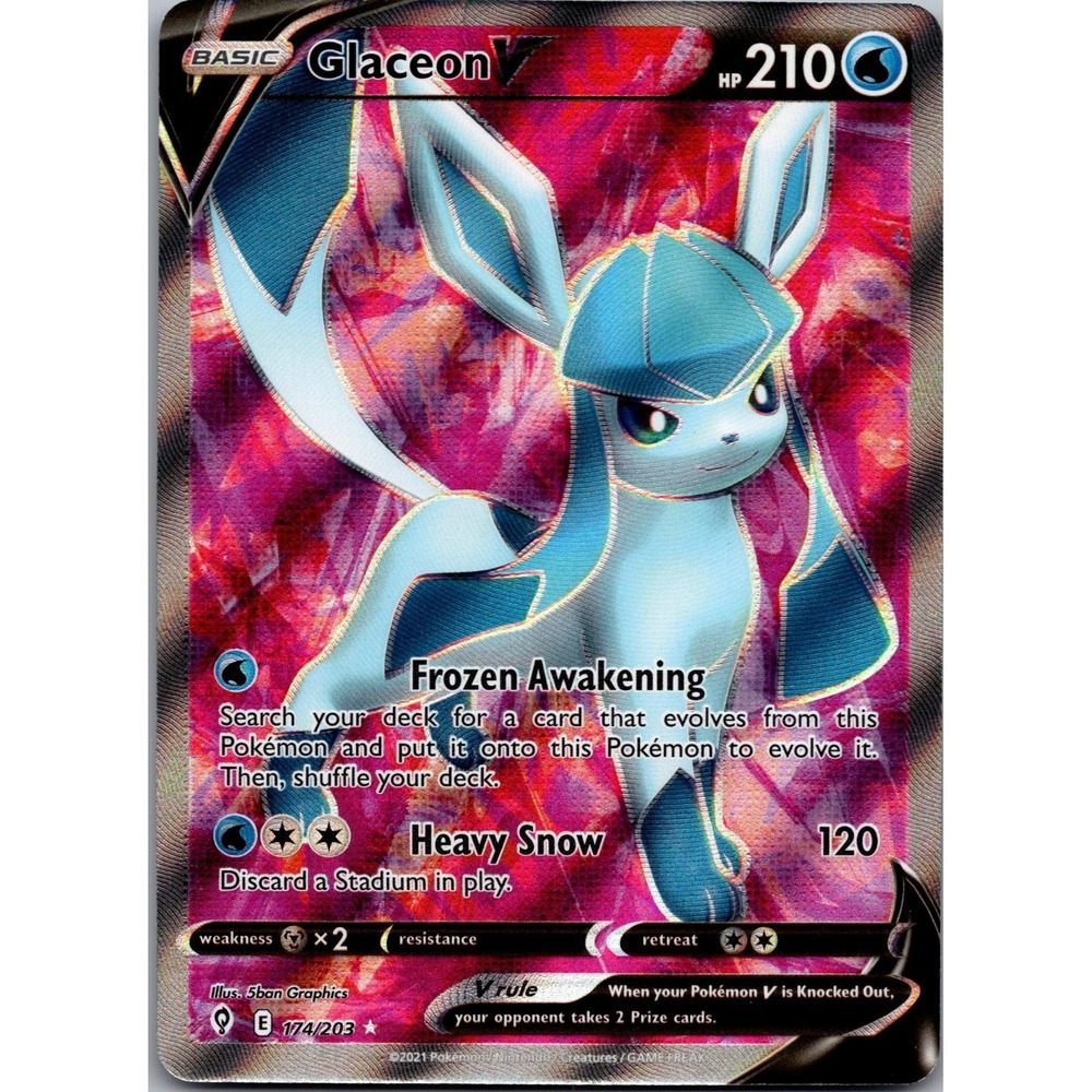 Glaceon V (Full Art) Ultra Rare SWSH07: Evolving Skies 174/203 HP tcga+ Holo